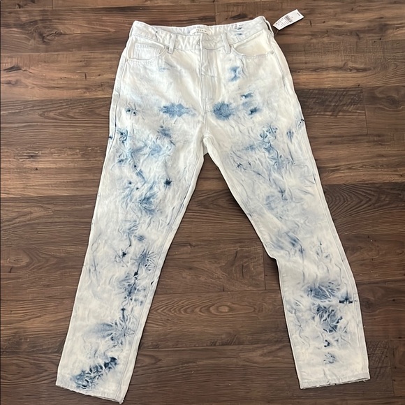 NWT PacSun Mom Jean White and Blue Tie-Dye Pants size 27 - Picture 1 of 6